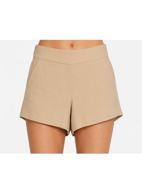 Alice + Olivia Pants - Alice and Olivia Donald High Rise Tailored Shorts Size 0 Beige Sand Linen Blend